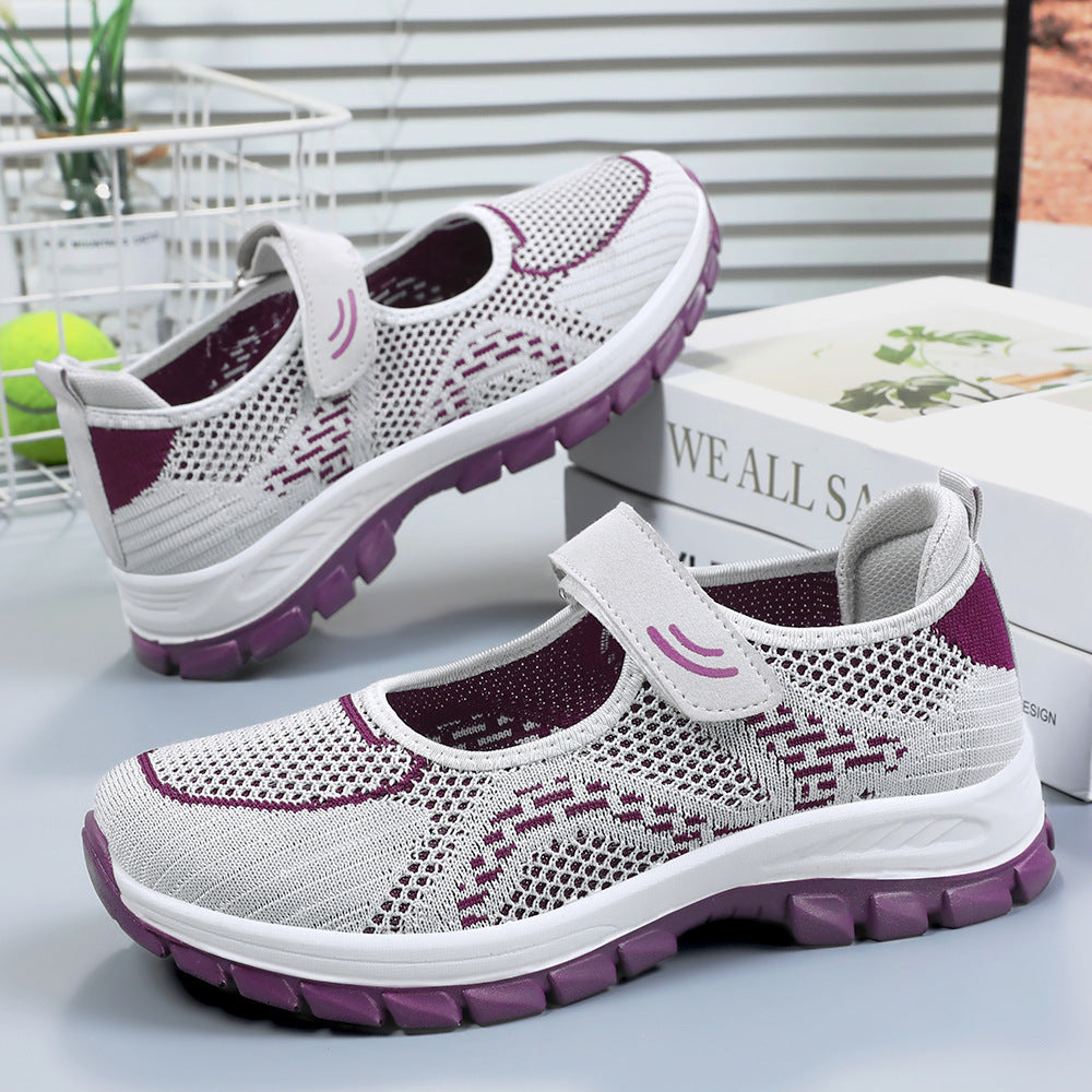 Damen Leichte Freizeitschuhe mit verstellbarem Riemen und atmungsaktivem Netzobermaterial Drune