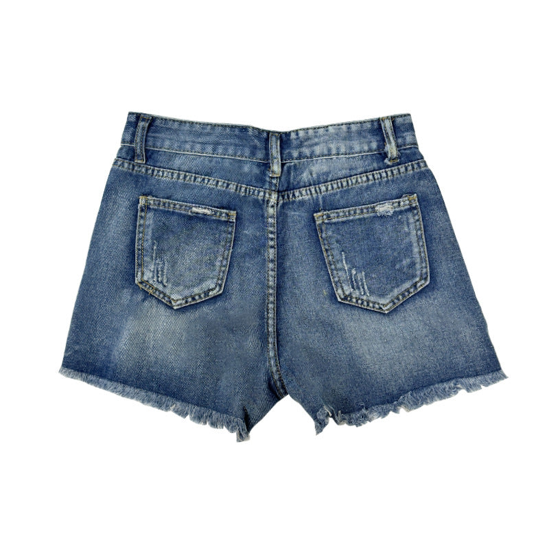 Damen Destroyed Denim Shorts Drune