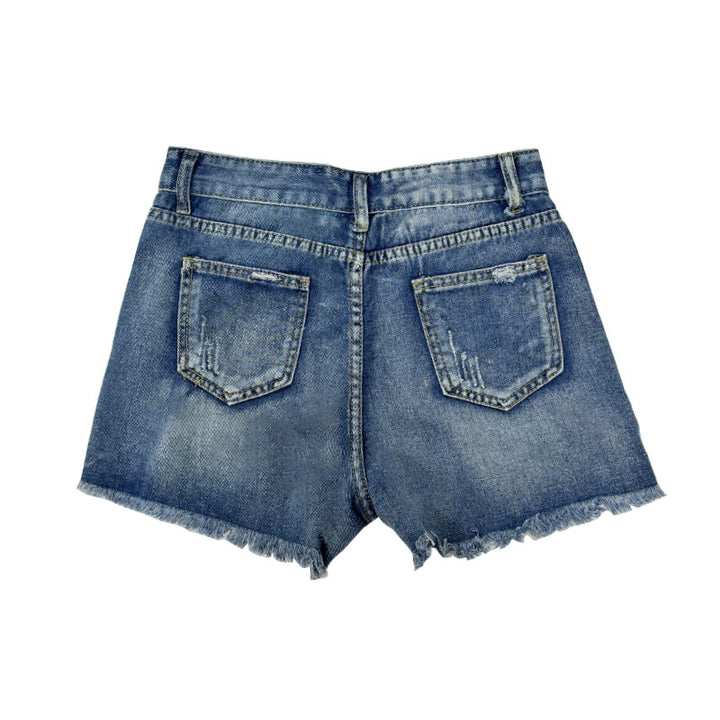 Damen Destroyed Denim Shorts Drune