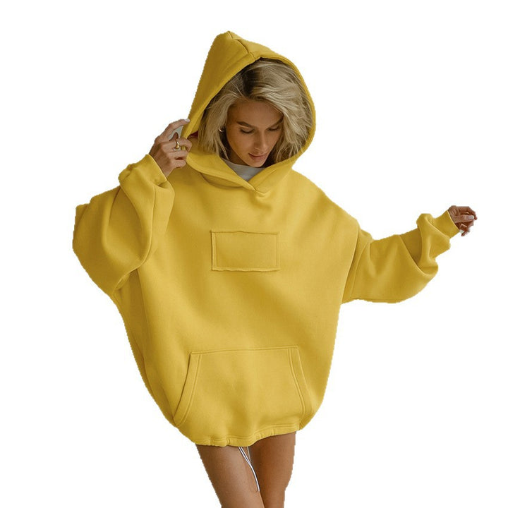 Damen Oversized Hoodie mit Kängurutasche und Kapuze Drune