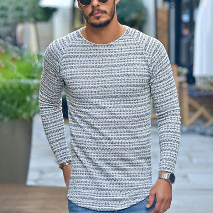 Herren Langarmshirt mit strukturiertem Muster und Rundhalsausschnitt Drune