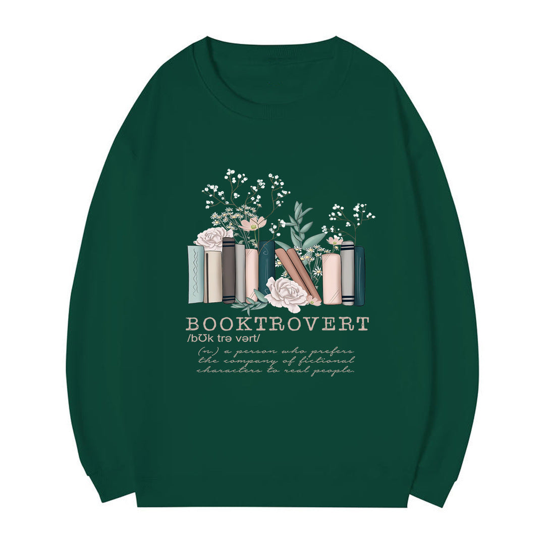 Damen Sweatshirt mit verspieltem Bücherdesign und inspirierendem Schriftzug Drune