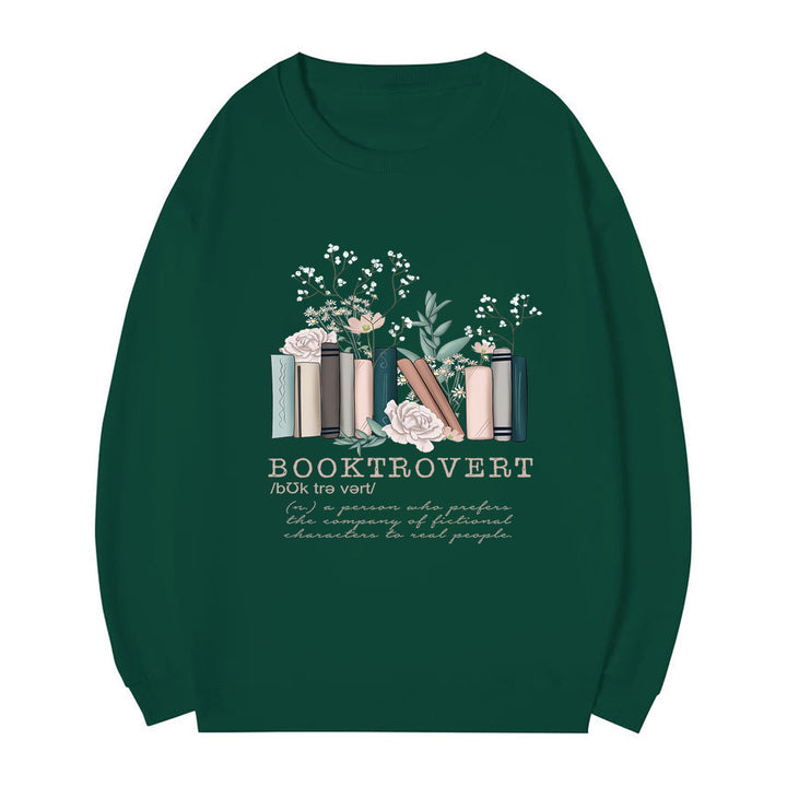 Damen Sweatshirt mit verspieltem Bücherdesign und inspirierendem Schriftzug Drune