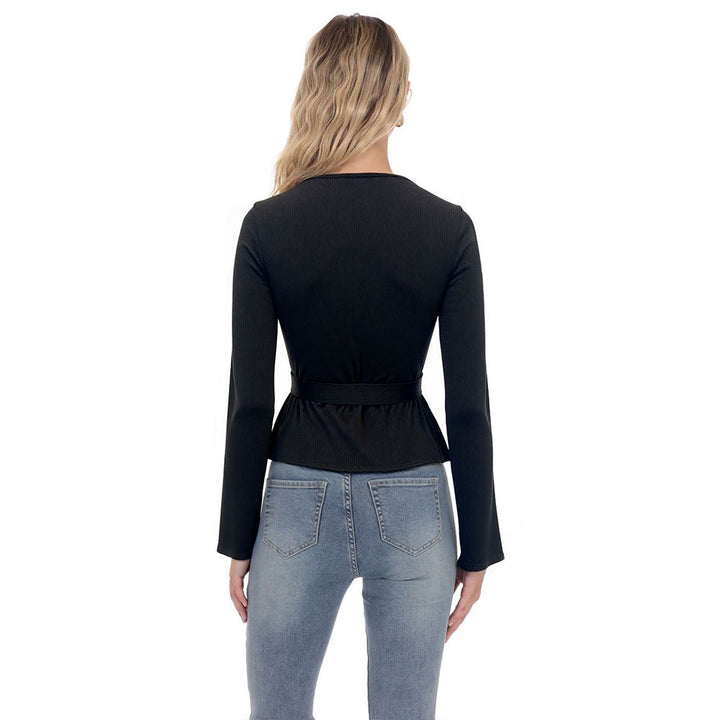 Damen Wickeloberteil mit langem Arm und eleganten Rüschendetails Drune
