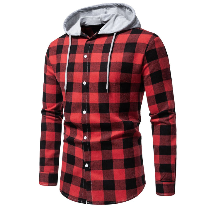 Herren Karo-Hemdjacke mit Kapuze und modernem Schnitt Drune