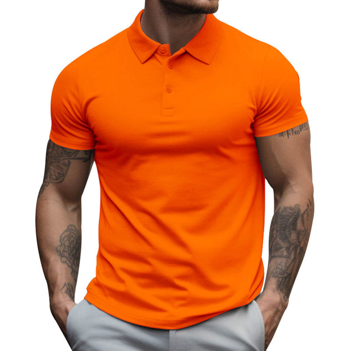 Herren nan athletisches figurnahes Piqué-Poloshirt kurzärmelig mit verdeckter Knopfleiste Drune