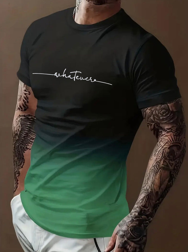 Herren T-Shirt mit modernem Farbverlauf und Palmenstickerei Drune
