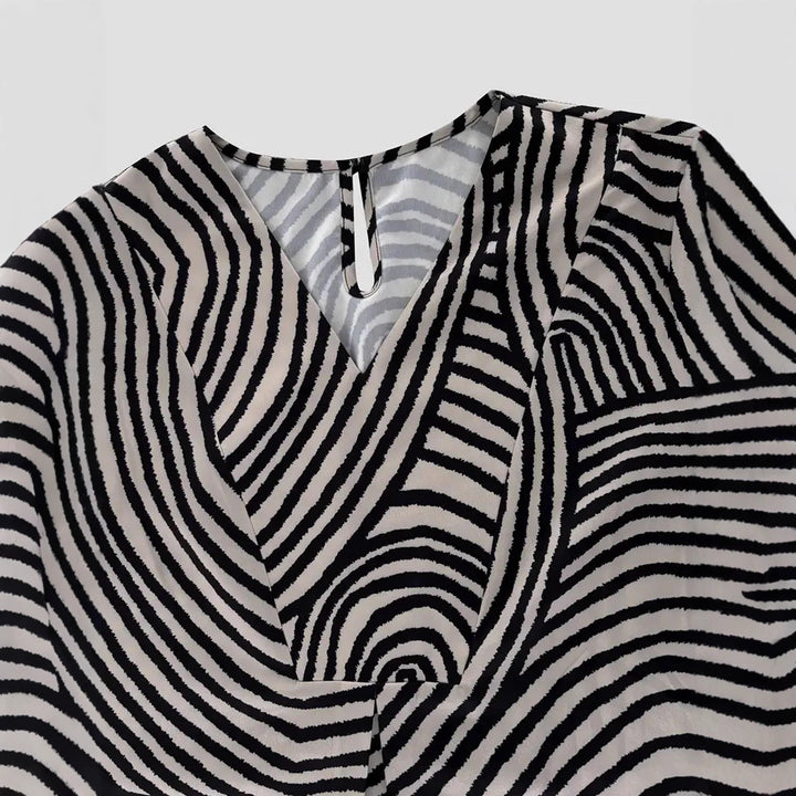 Damen Tunika-Kleid mit lässigem Streifenmuster und weit geschnittenem Design Drune
