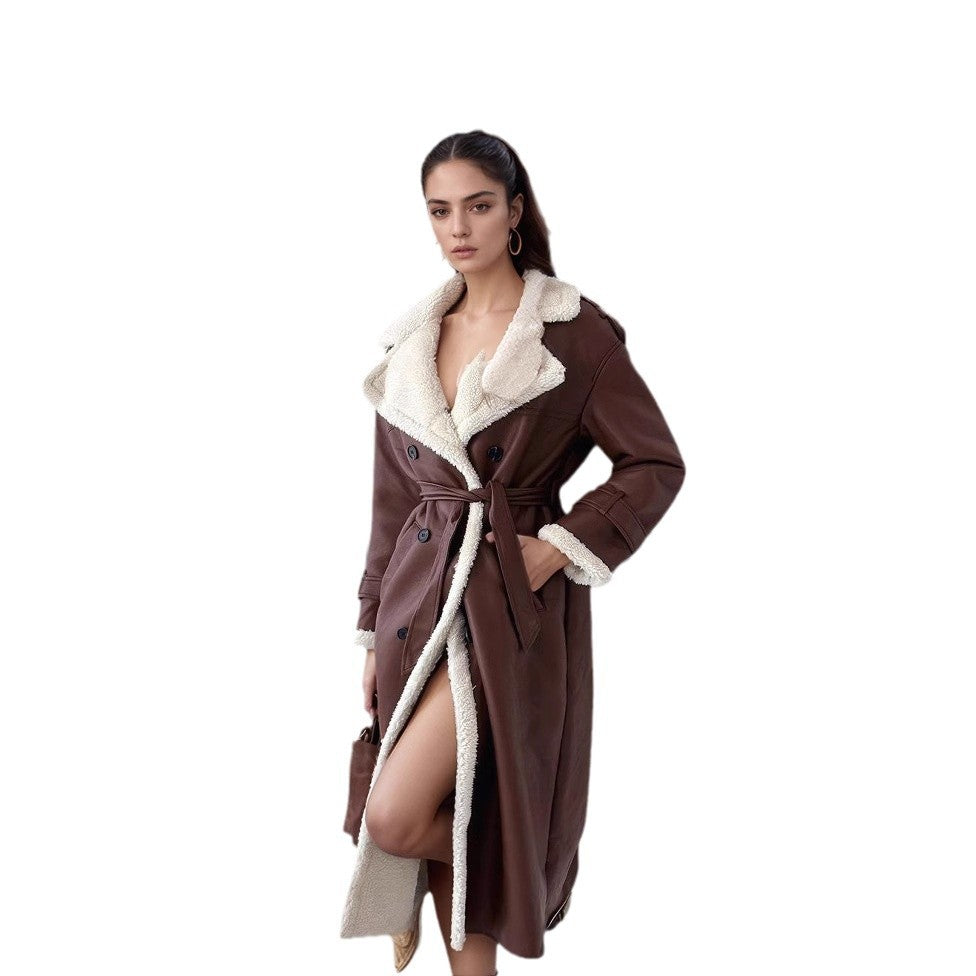 Damen Luxuriöser Oversized-Mantel mit weichem Fleece-Futter Drune