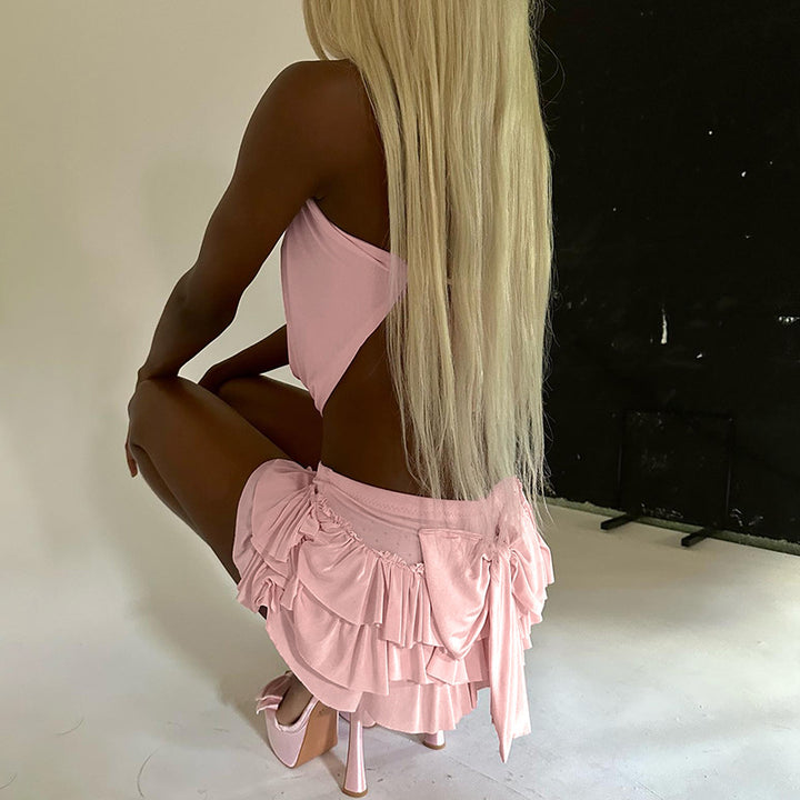 Damen Mini-Rock mit voluminösen Rüschendetails Drune