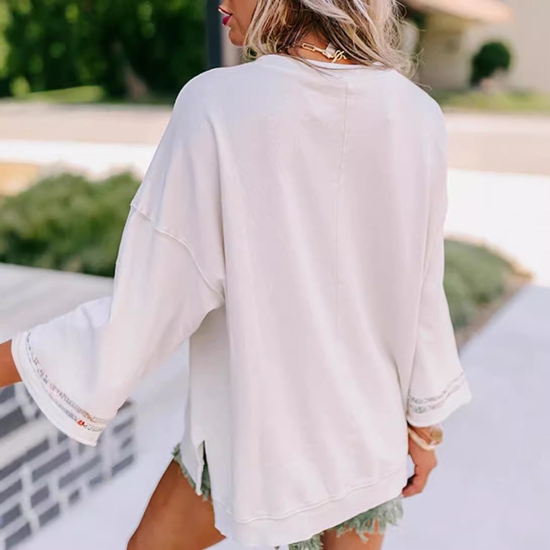 Damen Sweatshirt mit floralem Peace-Zeichen Drune