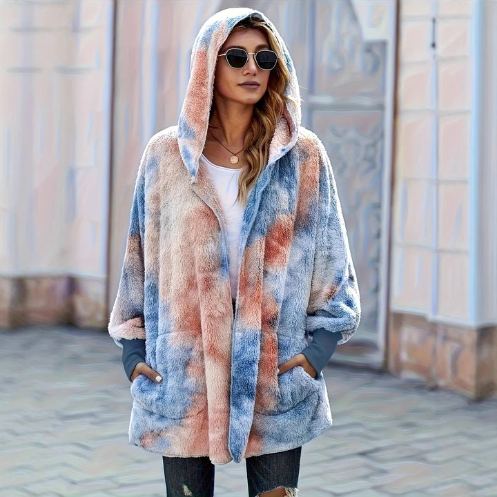Damen Kuscheliger Kapuzenmantel mit Farbverlauf Drune