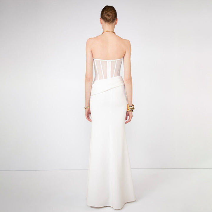 Damen Corsage-Langarmkleid mit elegantem Schnitt und fließendem Rock Drune
