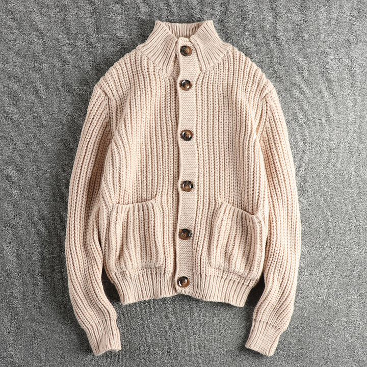 Damen Strickjacke mit großen Taschen und Knopfverschluss Drune