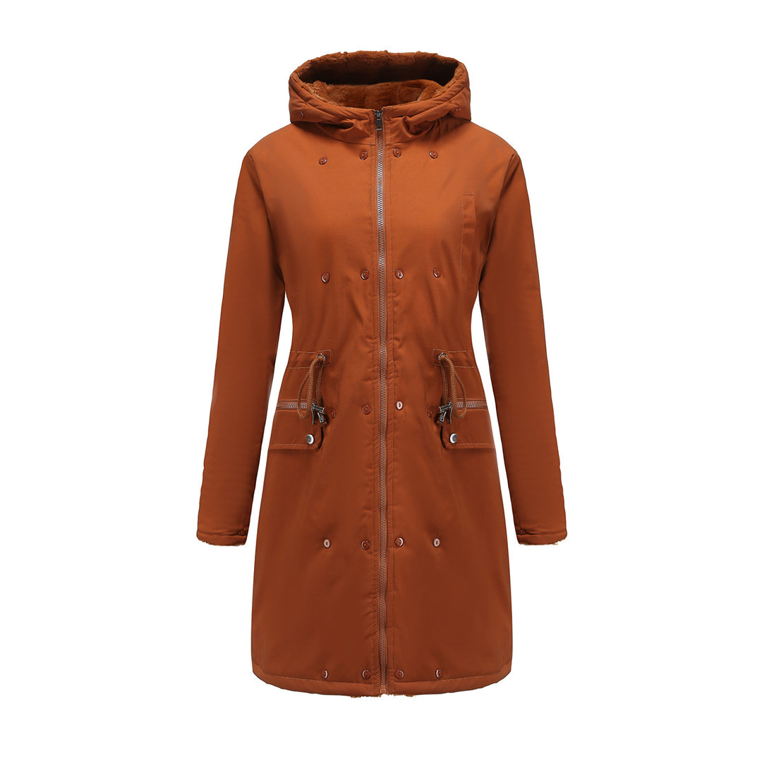 Damen elegante Parkajacke mit luxuriösem Kunstfellbesatz Drune