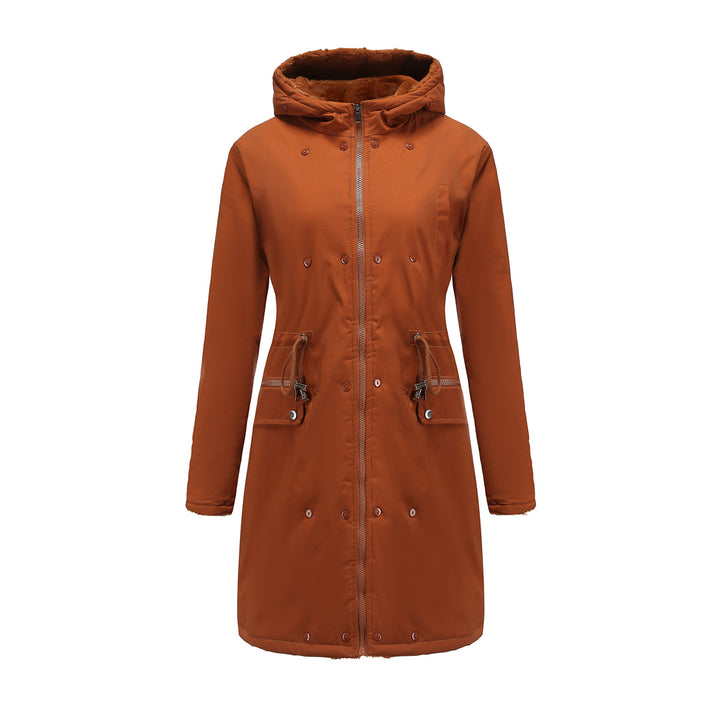 Damen elegante Parkajacke mit luxuriösem Kunstfellbesatz Drune