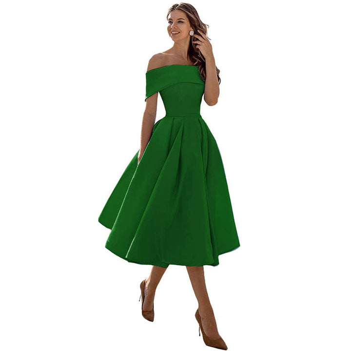 Drune | Legere Mode Satin Cocktailkleid Ohne Träger