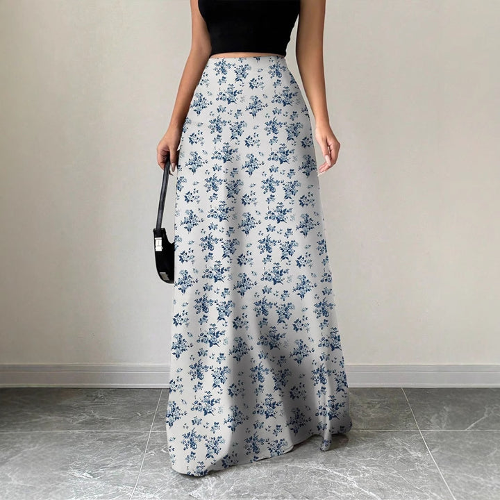 Damen Maxirock mit floralem Muster und seitlichen Schlitzen Drune