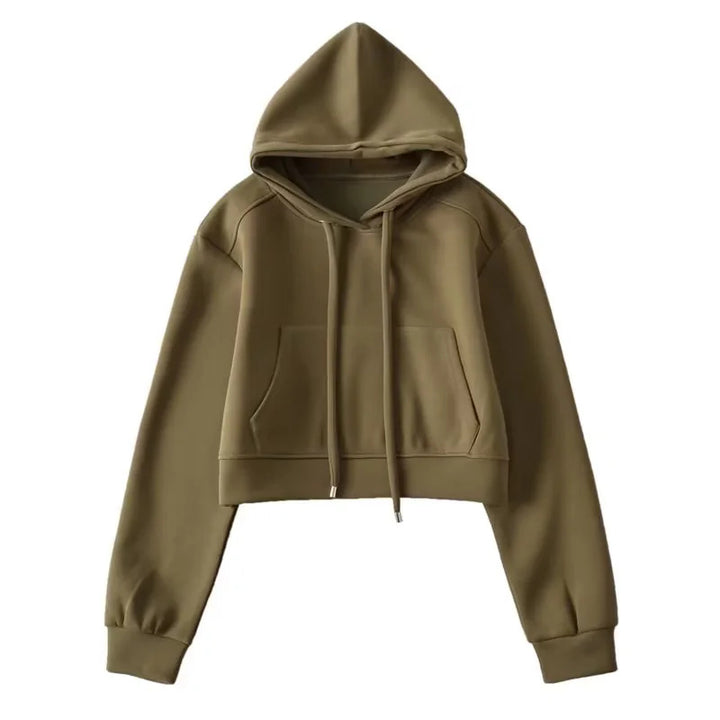 Damen modischer cropped Kapuzenpullover aus sweatshirt Material Drune