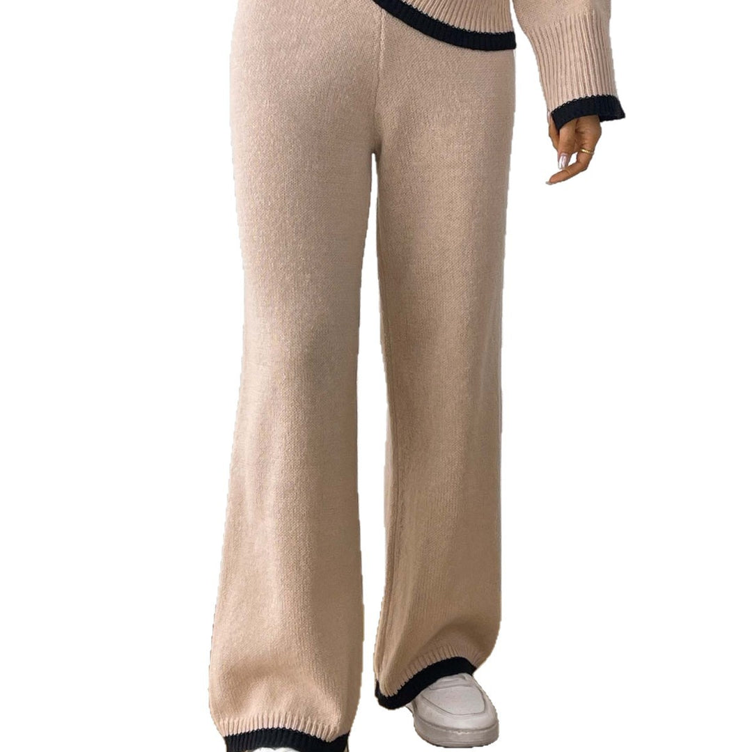 Damen lässige Strickhose mit kontrastierendem Bündchen Drune