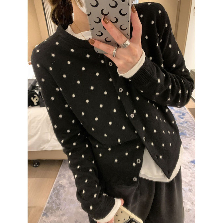 Damen Strickjacke mit Punktmuster Drune