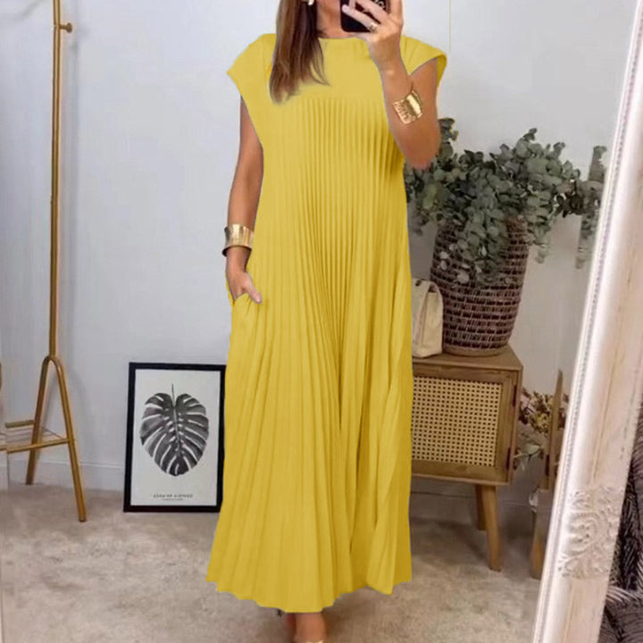 Damen Plissiertes Maxikleid mit elegantem Schnitt und dekorativen Details Drune
