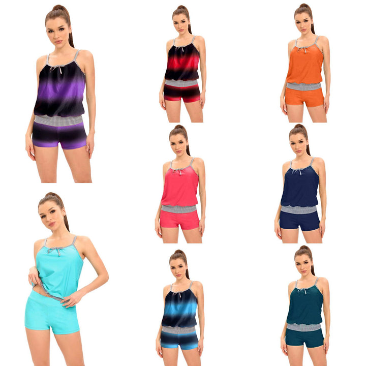 Damen Tankini-Set mit lässigem Oberteil und sportlichen Shorts Drune