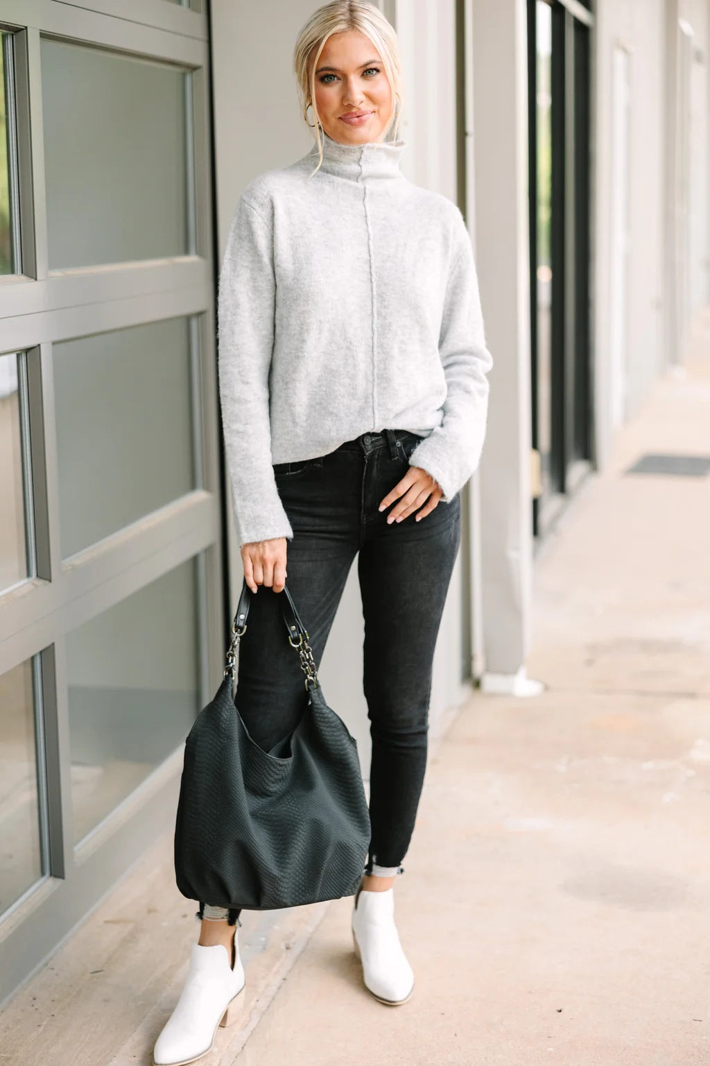 Damen eleganter Pullover mit hohem Kragen und weichem Feinstrick Drune