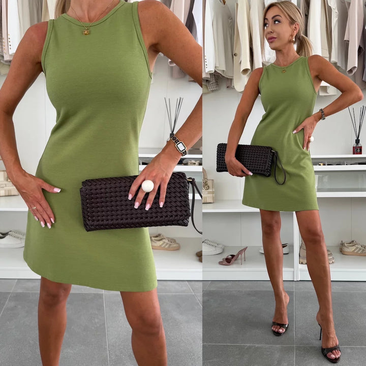 Damen elegantes ärmelloses Kleid mit figurbetonter Silhouette Drune