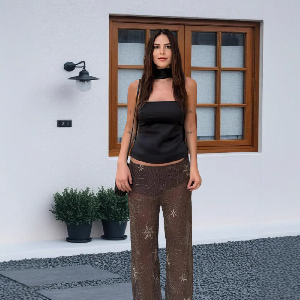Damen Elegantes Top mit innovative Glanz- und Stickdetails Drune
