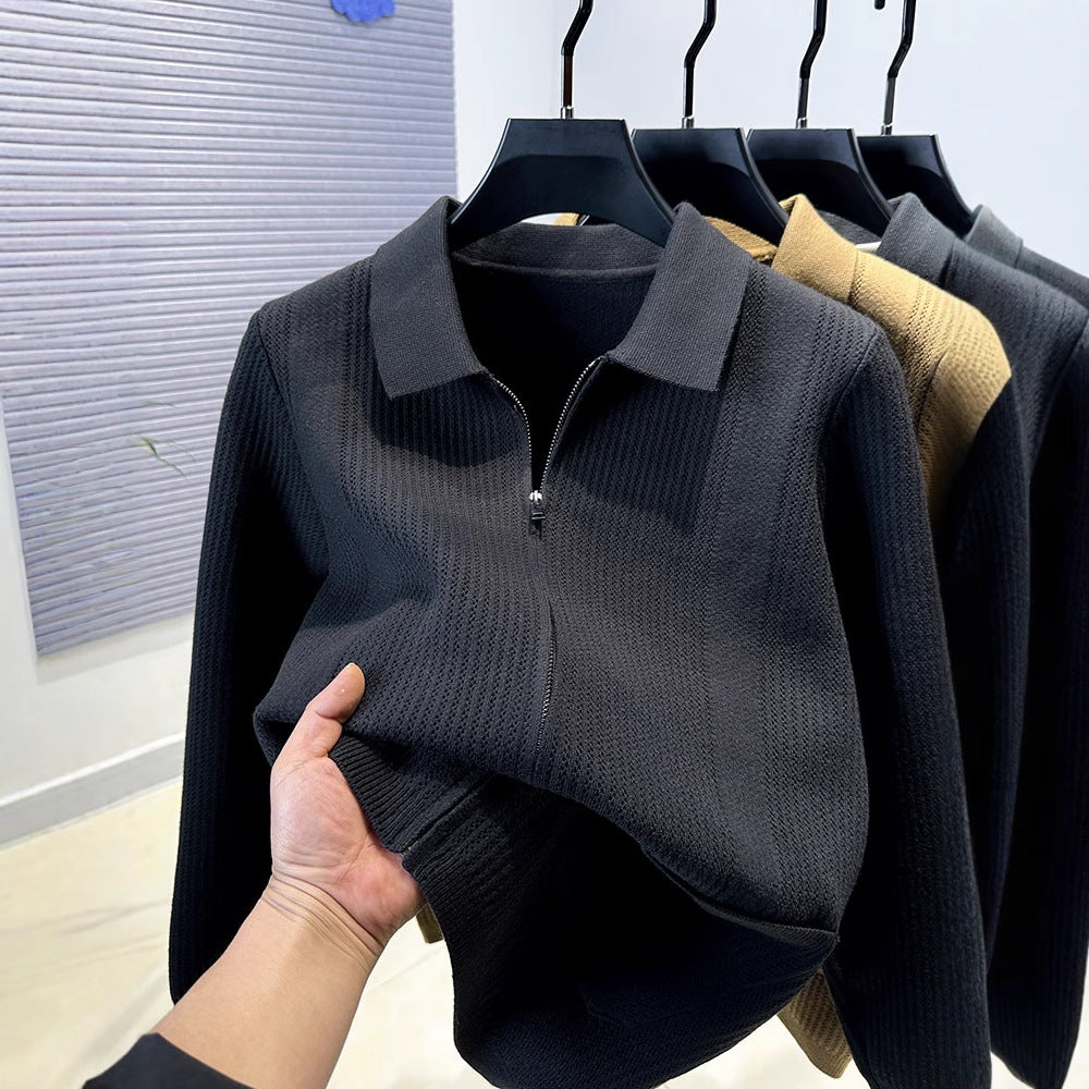 Damen Pullover mit strukturiertem Reißverschluss und klassischem Kragen Drune