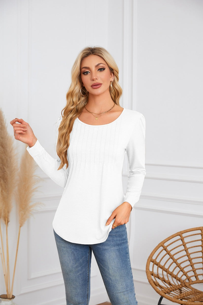 Damen elegante und bequeme Bluse mit Rippenstruktur Drune
