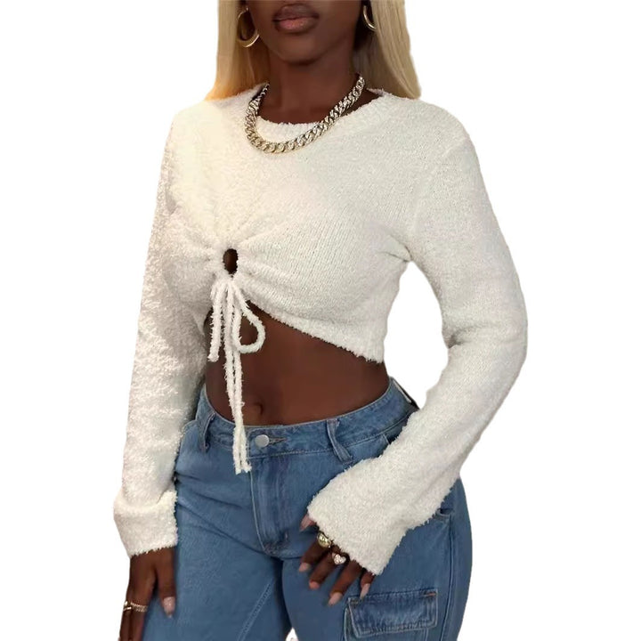 Damen Crop-Top mit Kordelzug und raffiniertem Schnitt Drune