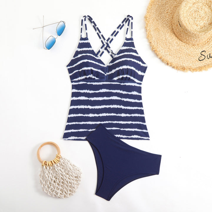 Damen Tankini mit trendiger gestreifter Oberteil-Design Drune