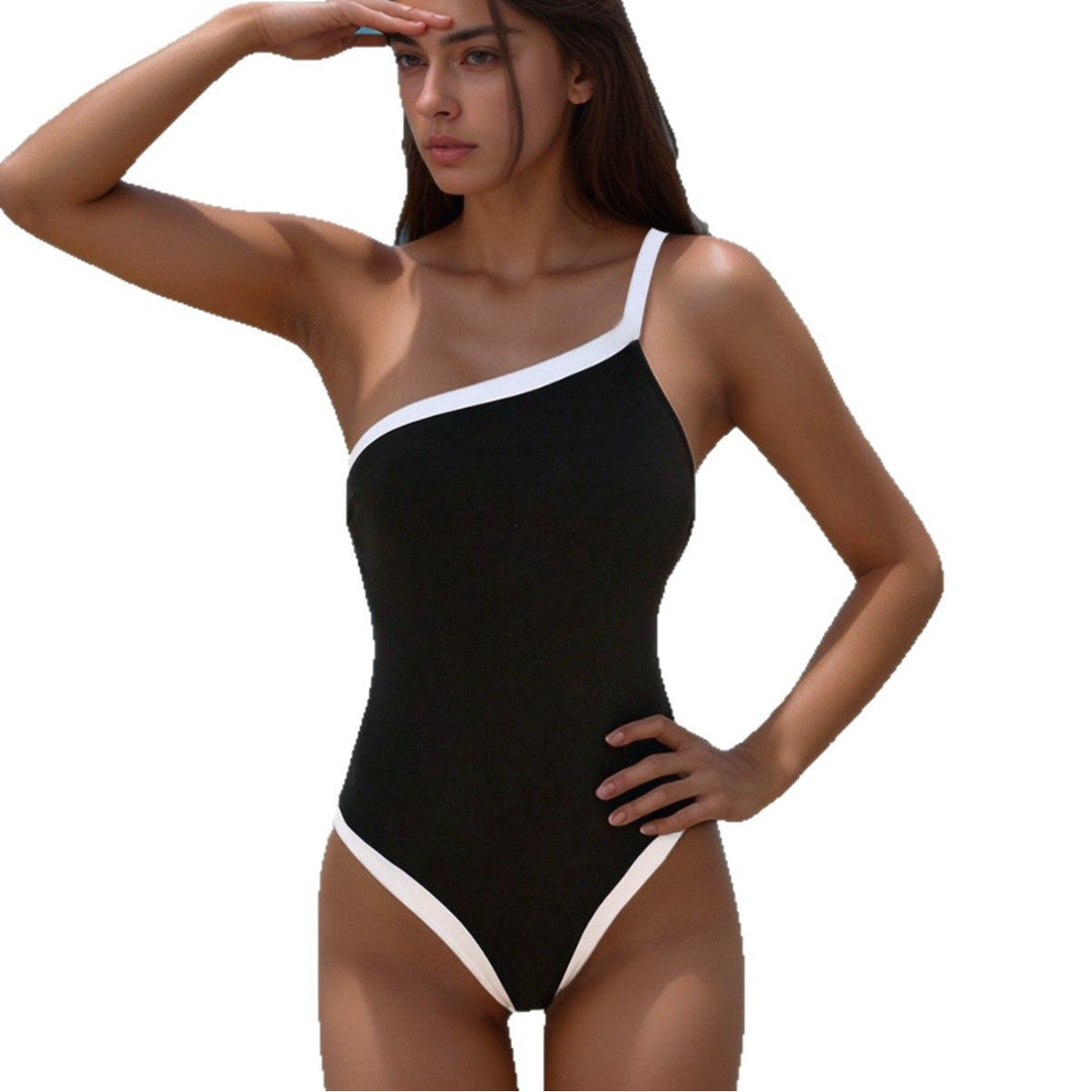 Damen Einteiliger Badeanzug mit asymmetrischem Schnitt und kontrastierenden Akzenten Drune