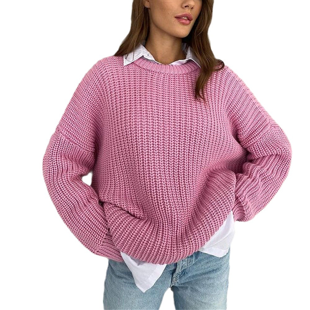 Damen Grobstrickpullover mit lässigem Schnitt und weitem Halsausschnitt Drune