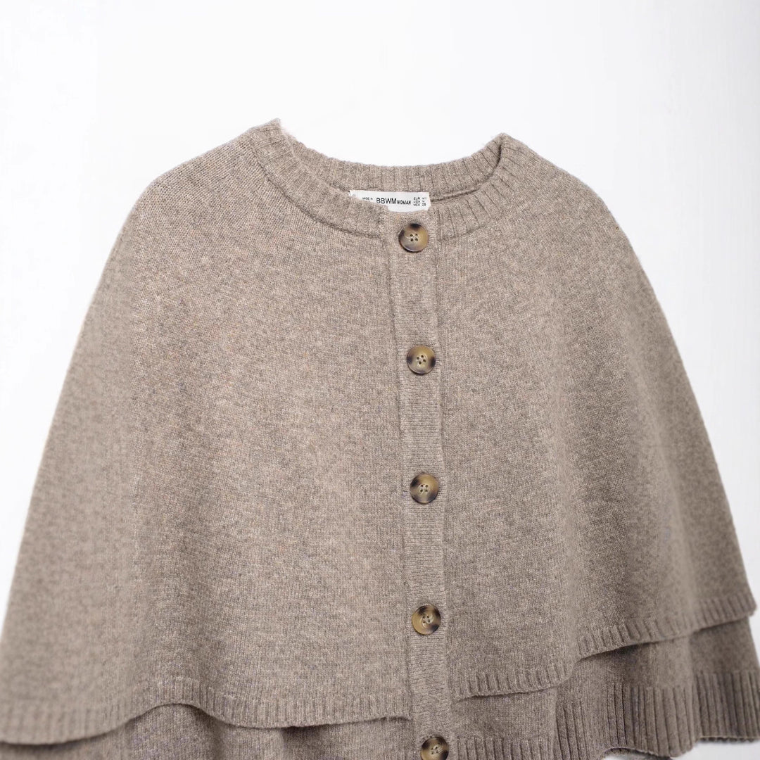 Damen Strick-Cape mit eleganter Knopfleiste Drune