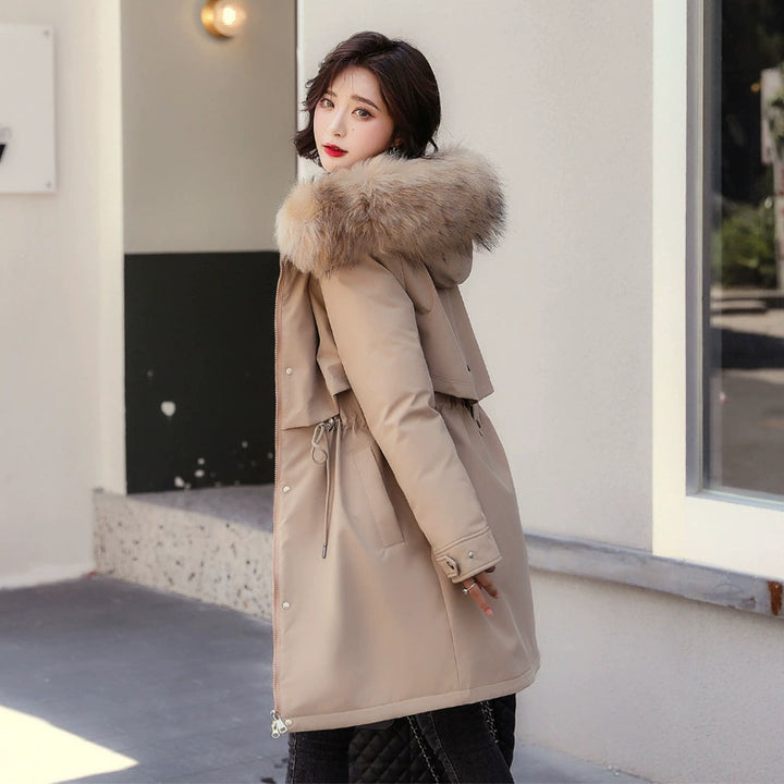Damen Winterparka mit abnehmbarer Kapuze und Kunstfellbesatz Drune