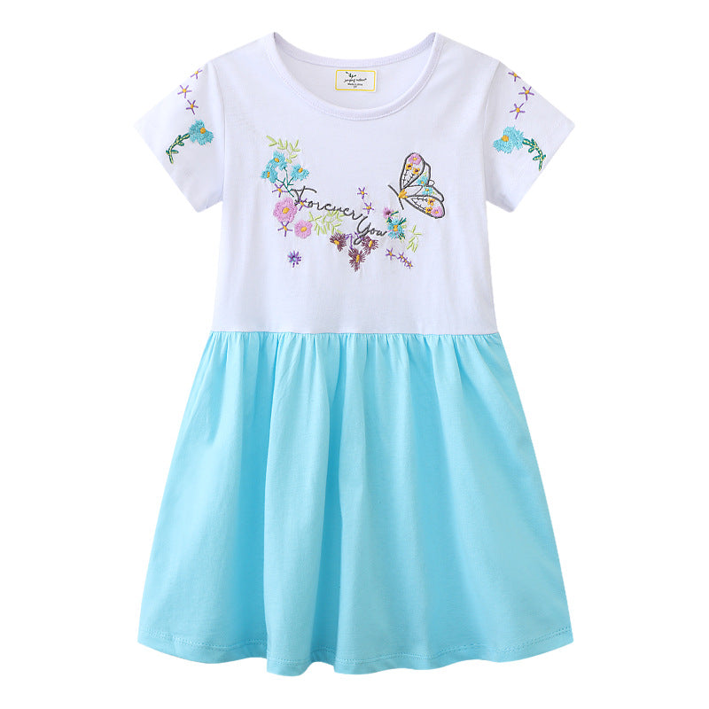 Mädchen Freizeitkleid mit bezaubernder Blumen- und Schmetterlingsstickerei Drune