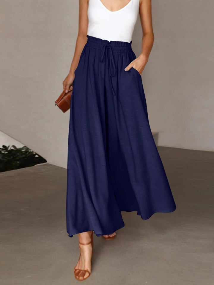 Damen weite Hose mit elastischem Bund und Taschen Drune
