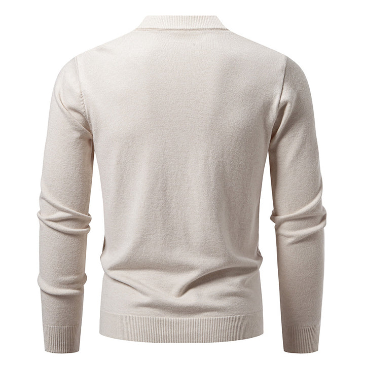 Herren nan V-Ausschnitt Strickjacke mit dezenter Zopfmusterstruktur und durchgehender Knopfleiste Drune
