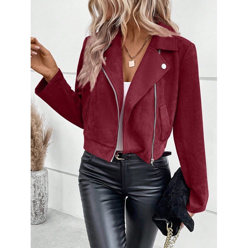 Damen kurz geschnittene Wildlederjacke Drune