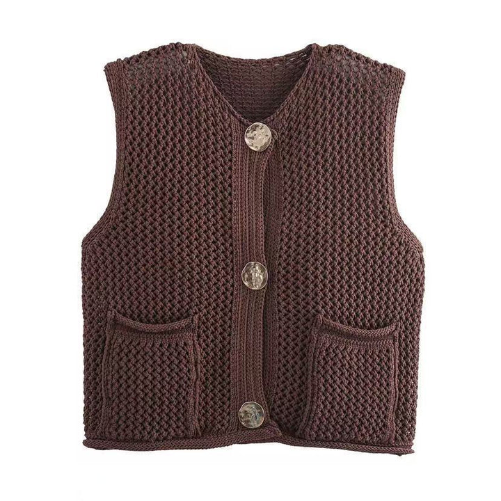 Damen Strickweste mit Knopfdetails und praktischen Taschen Drune