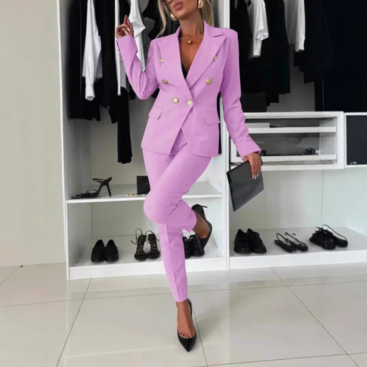 Damen nan taillierter Doppelreiher-Blazer mit schmaler Anzughose Drune