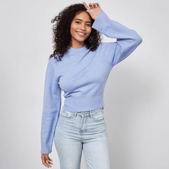 Damen lässiger Pullover mit weit geschnittenen Ärmeln Drune