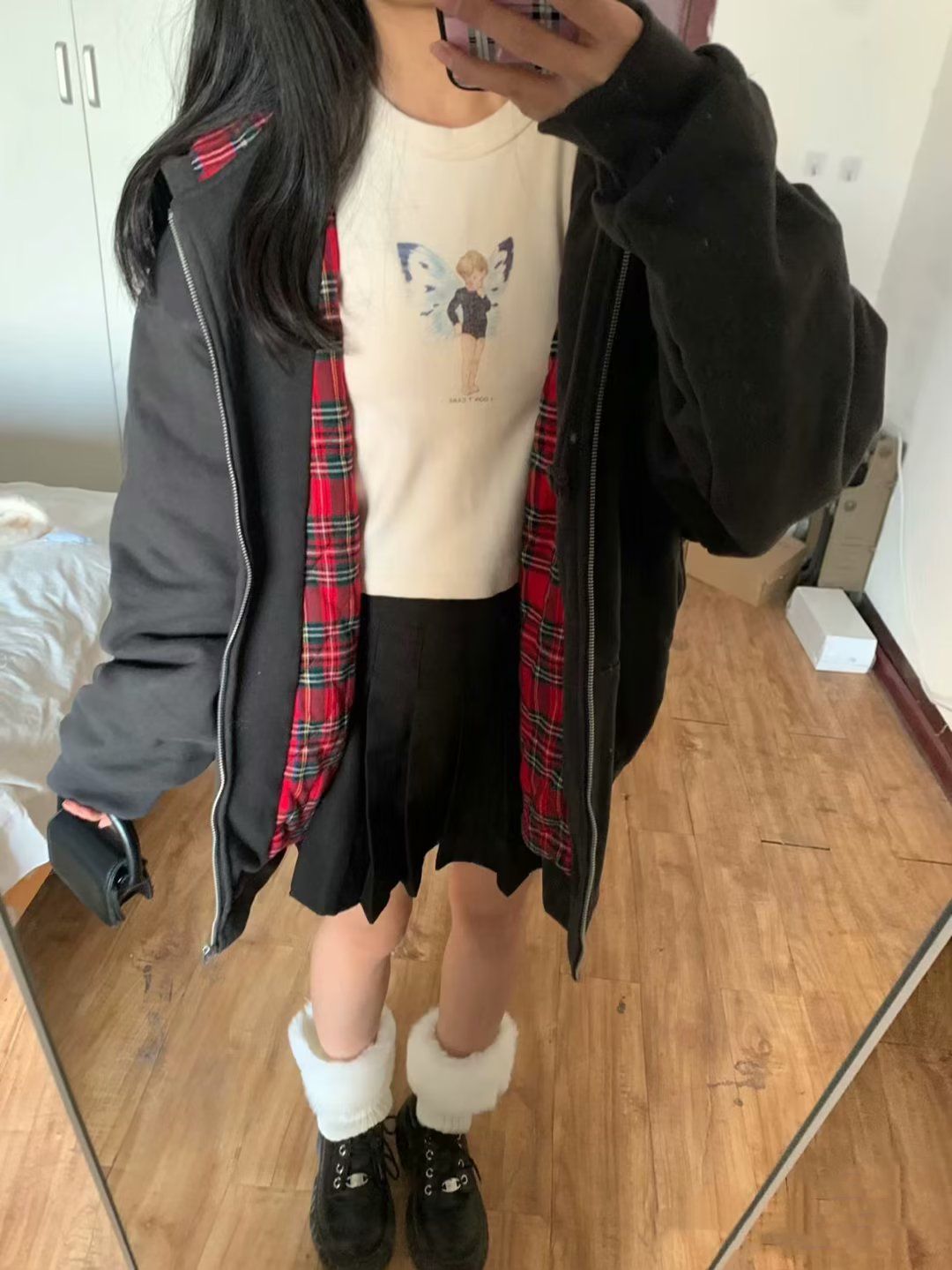 Damen lässige Kapuzenjacke mit kariertem Innenfutter Drune