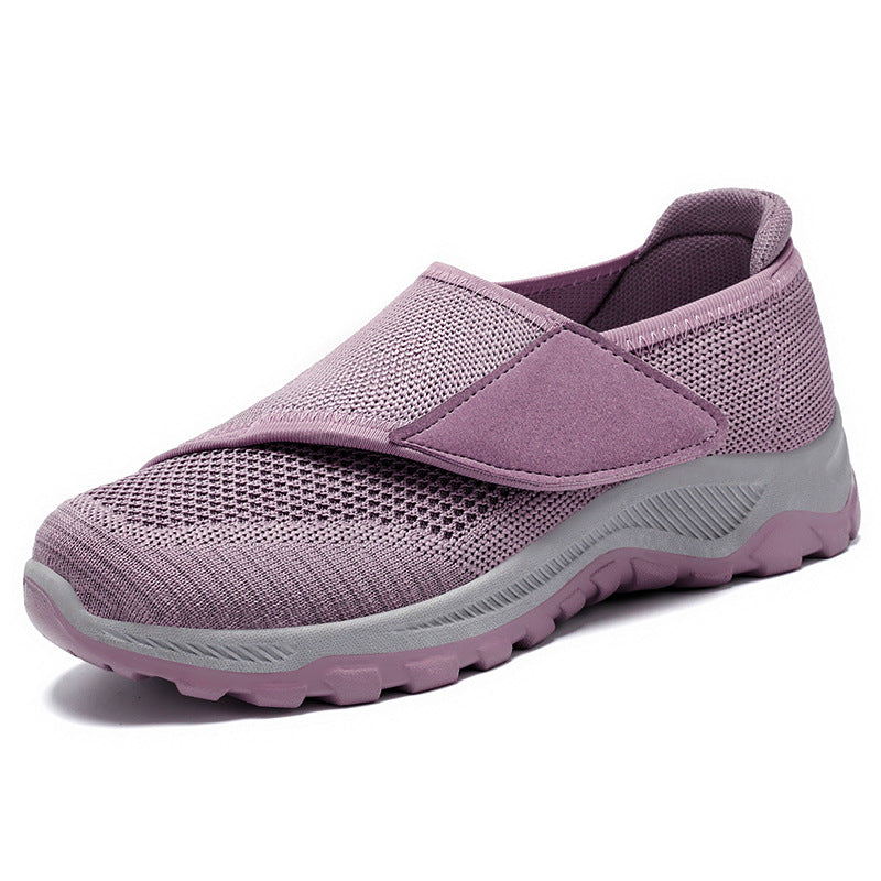 Damen nan verstellbarer Strick-Slip-On Wandersneaker mit Klettverschluss und profilierter Dämpfungssohle Drune