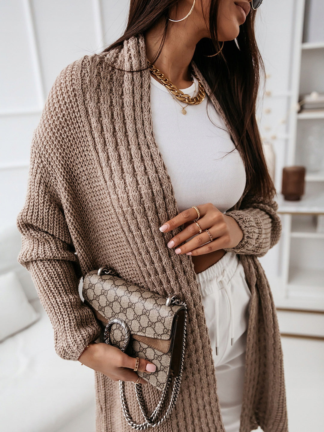 Damen Strick-Cardigan mit strukturiertem Muster und offenem Schnitt Drune