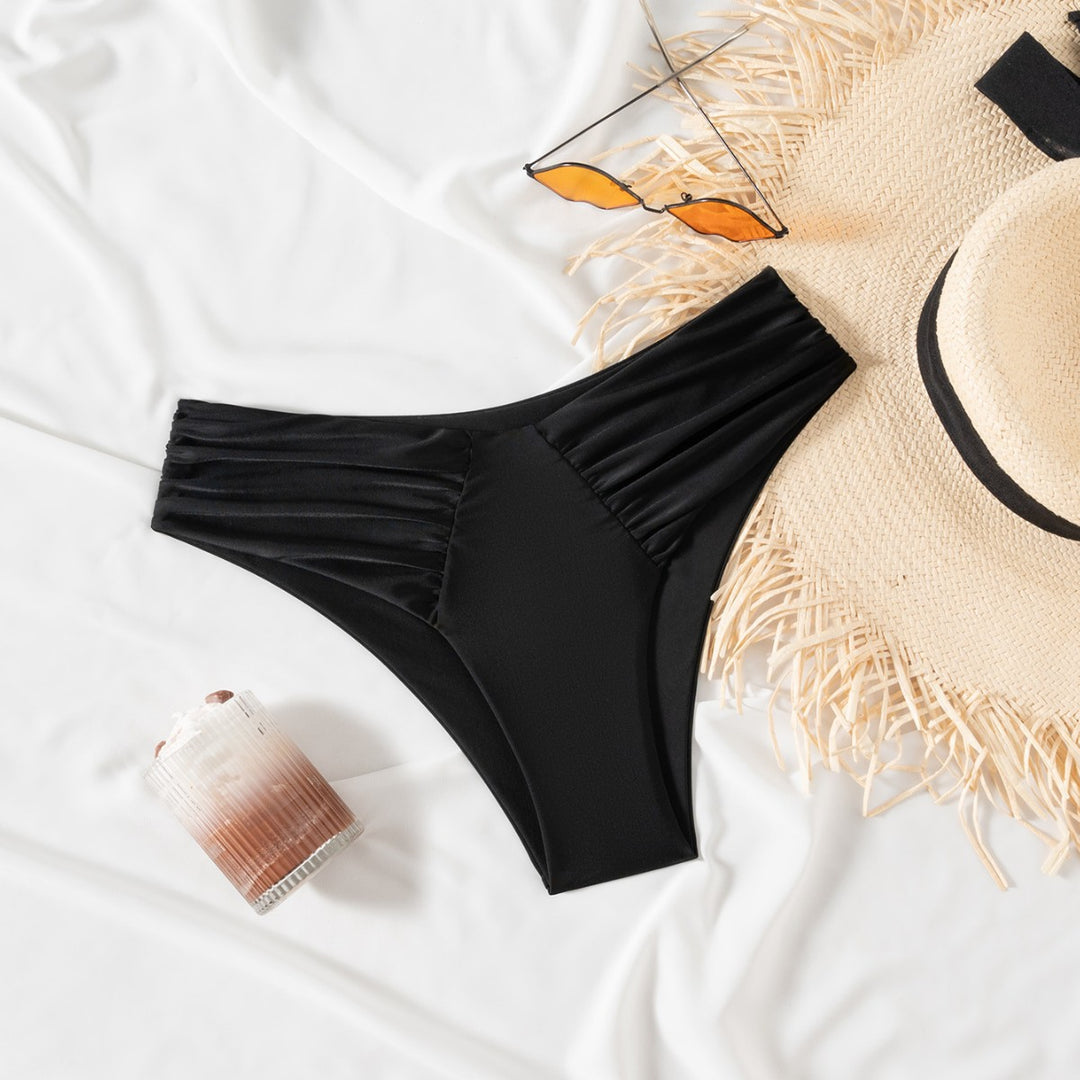 Damen Hochtaillierte Bikinihose mit eleganten Raffungselementen Drune