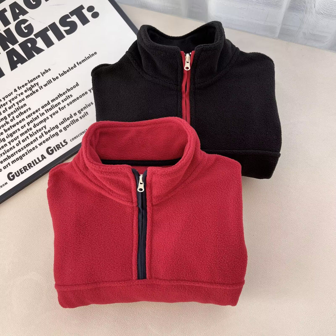 Damen Fleece-Pullover mit hohem Kragen und praktischen Reißverschlusstaschen Drune